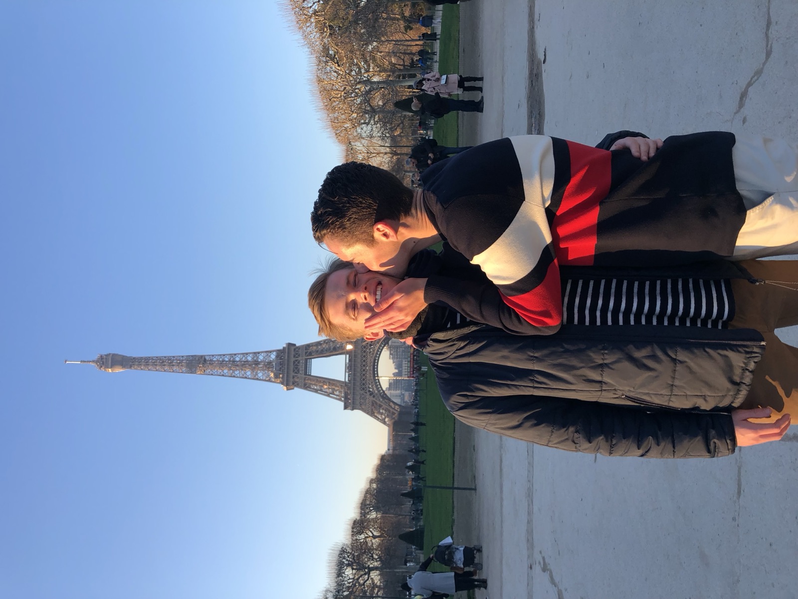 Lach and Bryce in front of the Eiffel Tower